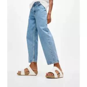 핏플랍 여성 루루 레더 H-바 슬라이드 - 어반 화이트 FT64K2D111 982818