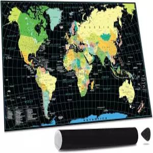 스크래치 오프 월드 트래블 맵 포스터 27 x 16 인치 - 대형 프레임 준비 여행 트래커 선물 디어 여행자를