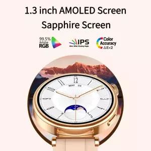 여성용 스마트 워치 GT4 미니 핏 안드로이드 블루투스 1.3 인치 풀 터치 스크린 사파이어 미러 및 세라믹