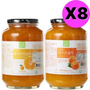 초록원 제주 한라봉차 2kg x8 + 감귤차 2kg x8 대용량
