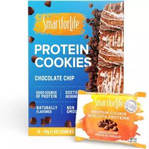 스마트 포 라이프 초콜릿 칩 단백질 쿠키 - 고단백 식단 12 카운트 식사 대용 이동 중 간식 저설탕