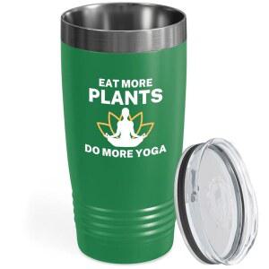 플레어 랜드 요가 텀블러 20온스 그린 - 식물 더 먹기 강사 젠 영성 치유 필라테스 애호가