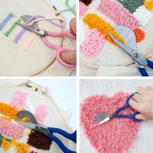 구부러진 고무 손잡이 덕빌 블레이드 가위, 원단 예술 터프팅 건용 레이스 스레드, 카펫 트리머 재봉