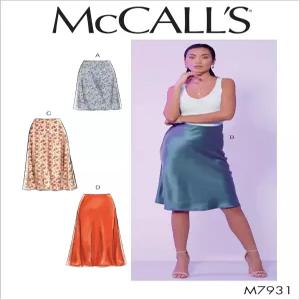 맥콜의 패턴 여성 엉덩이 맞춤 무릎 및 정강이 길이 스커트 사이즈 64 재봉 흰색