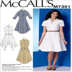 맥콜 패턴 M735 주머니와 벨트가 달린 미스 셔츠 드레스 사이즈 E5 (4682022)