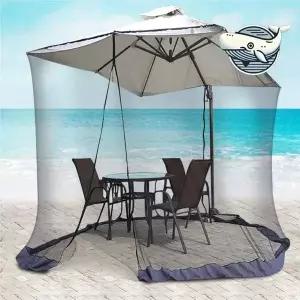 여름 파라솔 방충망 야외 휴식 공간 소형 카페 실외모기장