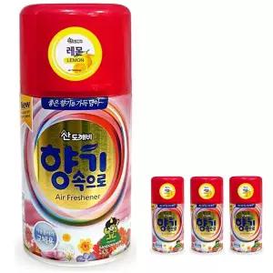 산도깨비 향기속으로 실내 화장실 자동 방향제 리필 레몬향 290ml 4개