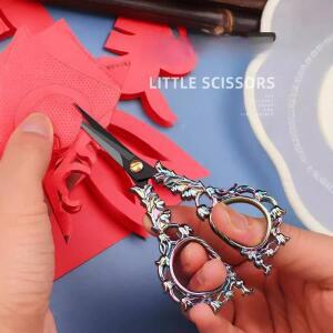 빈티지 재봉 가위 - 종이 실 바느질 십자수 재단 도구 절단용 호환 앤티크 금색