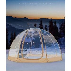 투명쉘터 투명텐트 천막 돔글램핑 4면 쉘터텐트 팽창 셀프 3도어 투명한 3미터 소형