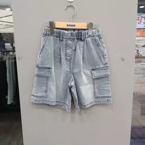 [에스핏]주니어 키즈 공용 브러쉬 건빵 데님 5부 아동 반바지 청바지 SJA304-UJPT02_DG