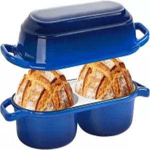 사워도우 빵 베이킹을 위한 미니 더블 더치 오븐 뚜껑이 있는 에나멜 주철 냄비 논스틱 듀얼 원형 팬