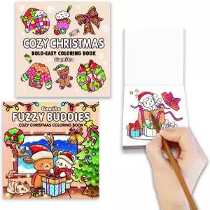 미니 크리스마스 컬러링북 2팩 여행용 작은 포켓 사이즈 릴랙스 스트레스 해소책