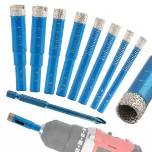 조리반 9Pcs 다이아몬드 드릴 비트 세트 도자기 타일 세라믹 유리 화강암 콘크리트용 다기능 정밀 도구