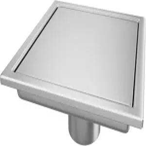 엘레플룸 스퀘어 샤워 배수구 6인치 2인치 인1 타일 삽입 커버 브러시드 AISI 304 스테인리스 스틸 바닥