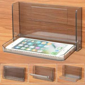 벽을 위한 작은 떠다니는 선반 장착된 접이식 접착 미니 붙이기 전화기 리모컨 이어폰 가정용 사무실 투명