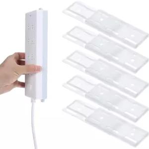 10개 소켓 홀더 접착 펀치 프리 파워 스팁 키트 플러그 자체 접착식 데스크탑 고정기 벽걸이 전원 스트립용