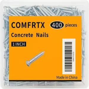 석조 및 시멘트 벽용 ComfrtX 콘크리트 못 1인치 상자에 그림을 걸 수 있는 아연 도금 강철 벽돌 400개