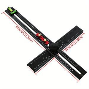 조정 가능한 드릴링 건식벽 포지셔닝 스퀘어 눈금자, 알루미늄 합금 캐비닛 하드웨어 지그 문짝 홀 템플릿