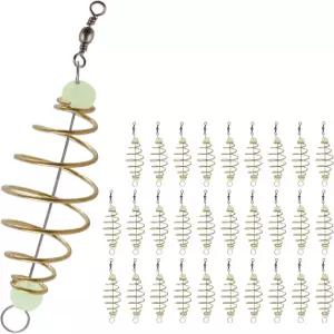 캐스트라이크 30PCS 낚시 미끼 케이지 야광 첨 바구니 리그와 잉어 숭어 반죽 닭 간 팩 스프링 피더 홀더 -