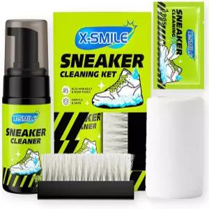 XSMILE 스니커즈 클리닝 키트 흰색 신발용 폼 클리너 PU 합성 캔버스 메쉬 고무 브러시 수건 및 물티슈