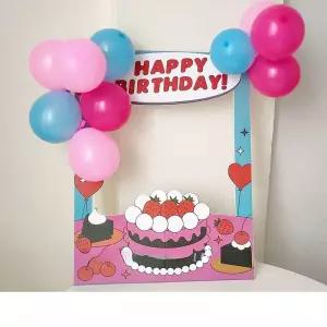 생일 파티 액자 풍선 축하 포토 그림 가랜드 용품 프레임 웨딩 기념일 포토존 이벤트