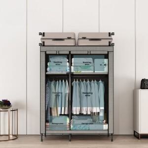 학생 기숙사 패브릭 옷장 철제 튜브 강화 모던 심플 방습 접이식 수납장