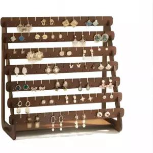 산비탕 귀걸이 진열대 7단 얇은 나무 정리대 공급업체 판매용 홀더 브라운