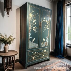 새로운 중국산 원목 대용량 옷장 레트로 심플 로커 수납장 캐비닛 재고 있음