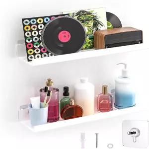 레이지로시 플로팅 선반 보이지 않는 욕실 및 침실 있는 아크릴/펫 벽걸이형 드릴 보관함 없음 주방 거실