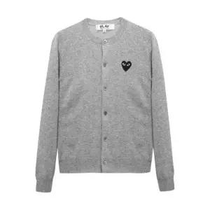 Comme des Garcons 26SS 꼼데가르송 블랙 하트 니트 가디건 AXN0230512 LIGHT GREY DOM