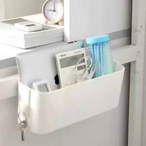GWEOBZ 베드사이드 캐디 오가니저 기숙사용 이층 침대 선반 액세서리 리모컨용 후크가 달린 흰색 11파운드