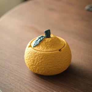 오렌지 모양 뚜껑 있는 레진 재떨이, 가정용 창의적인 거실 티 테이블 장식품, 날벌레 방지 사무실 고급스