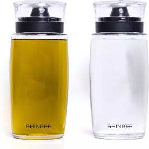 라벨링 스티커가 부착된 Roen 2pcs 올리브 오일 및 식초 디스펜서 세트 주방 시럽 조미료용 300mL 유리병