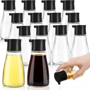 엘풀리 12팩 간장 디스펜서 병 6온스 유리 누수 방지 올리브 오일 크루트 작은 투명 식초 BBQ 양념용 논