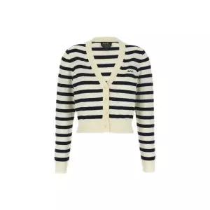 A.P.C. 가엘 GAELLE 로고 스트라이프 가디건 블랙화이트 COGDK F22312 TAI