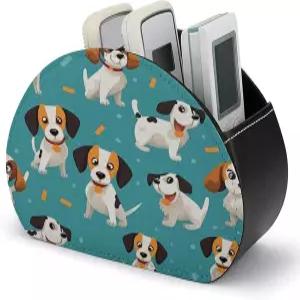 포드팬드 카툰 도그 TV 리모컨 홀더 PU 가죽 다기능 미디어 플레이어 보관함 5개의 안경 펜 DVD 수납