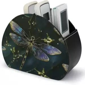 FodPand 드래곤플라이 TV 리모컨 홀더 PU 가죽 다기능 미디어 플레이어 보관함 5개의 안경 펜 DVD 수납