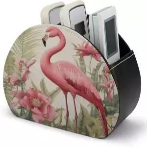 포드판 플라밍고 안경 미디어 플레이어 펜 DVD를 위한 5개의 수납공간이 있는 TV 리모컨 홀더 PU 가죽