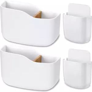 벽 구멍이 없는 자가 접착 컨트롤러 홀더 보관함용 4PCS 벽걸이 리모컨 펜 연필 휴대폰 흰색