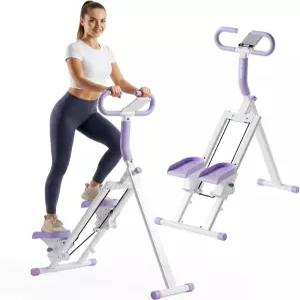가정에서 운동할 수 있는 보라색 계단 스테퍼 접이식 수직 클라이머 조절 가능한 손잡이가 전신 유산소