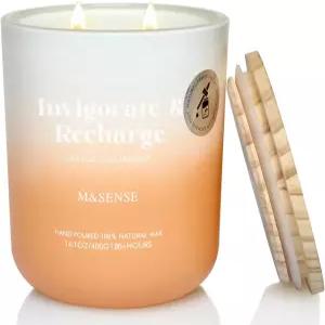 가정용 M SENSE 오렌지 자몽 캔들 14.1온스 무독성 80시간 지속 천연 소이 왁스 2윅 목욕 침실용