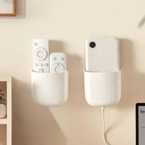 월 마운트 리모컨 홀더 접착식 휴대폰 충전 범용 TV 컨트롤러 보관 정리함 침실 거실 침대 옆 사무실S*2