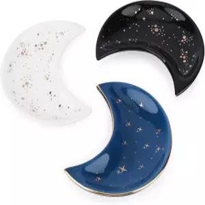 달 모양 주얼리 트레이 3개/세트 세라믹 장식 장신구 접시 정리 목걸이 귀걸이 열쇠 배니티 욕실 약혼 반지