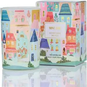 가정용 M SENSE 민트 라임 캔들 - 10.2온스 소이 왁스 무독성 60시간 동안 태우는 재미있는 스트레스 해소