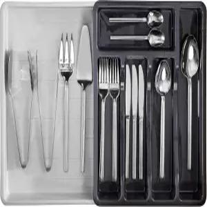 로얄하우스 프리미엄 식기 서랍 정리함 확장 가능한 홀더 및 6칸 스푼 포크 나이프용 컴팩트 BPA 프리