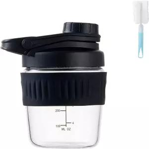 단백질용 12온스 유리 셰이커 병 작은 붕규산염 분말 누출 방지 컵 혼합물 304개 블랙