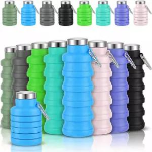 아프카바킬라 8개 접이식 물병 벌크 여행용 17온스 재사용 가능한 실리콘 휴대용 경량 스포츠 병 체육관