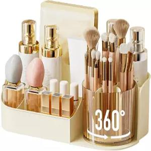 360 회전 메이크업 브러시 홀더가 있는 DASITON 대용량 정리함 화장품 진열장용 향수 및 스킨케어 보관
