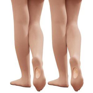 힐초 걸스 발레 컨버터블 타이츠, 울트라 소프트 트랜지션 체조 학교용 댄스 스타킹 2켤레