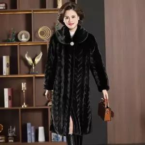 블랙팬서 하프 여성용 도톰밍크털코트 오는 통밍크 빅사이즈 밍크코트 무릎까지 OPH1